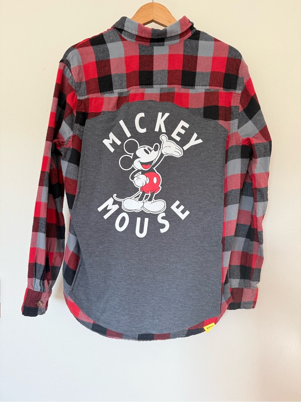 Mickey Mouse Men's Red & Gray Flannel Button-Down Shirt